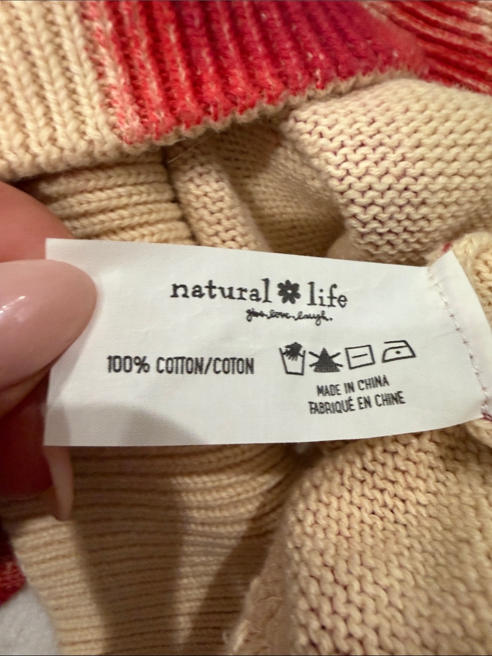 NATURAL LIFE Cream Ribbed Knit Sweater L/XL - Picture 4 of 4